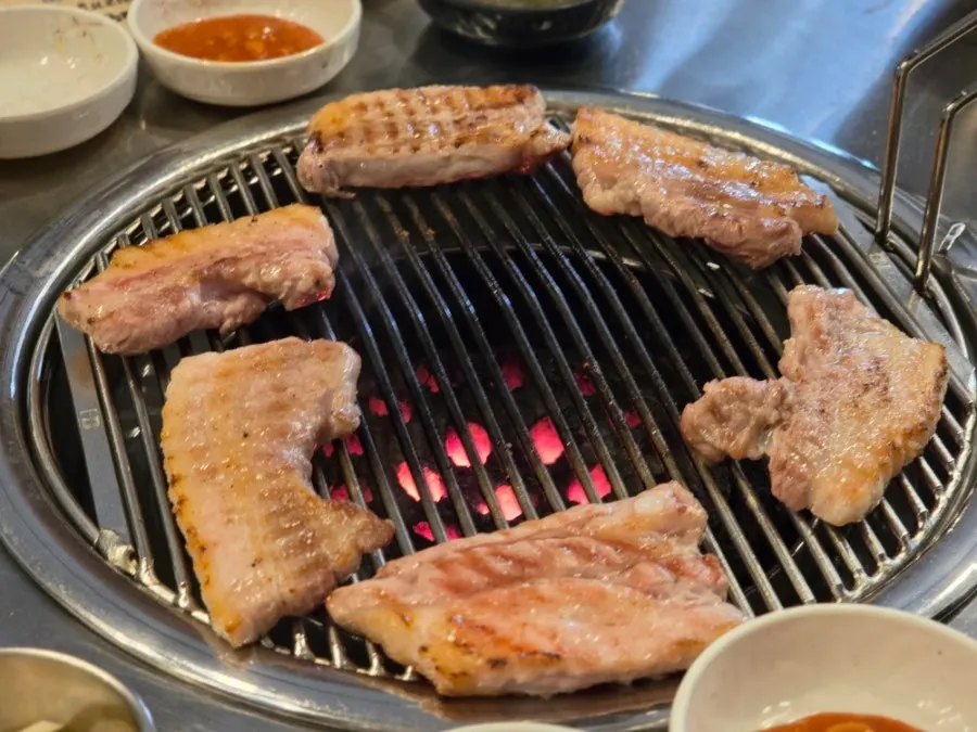 Pre-seared pork belly brought to the table