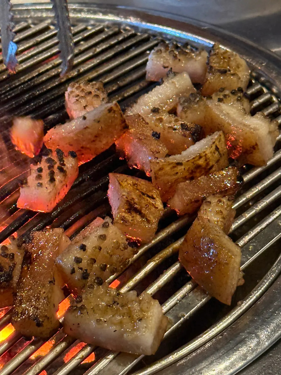 The final piece of charcoal-grilled meat to finish the meal