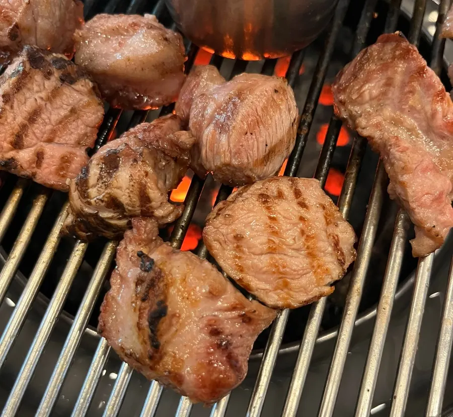 Assorted sauces served with the meat