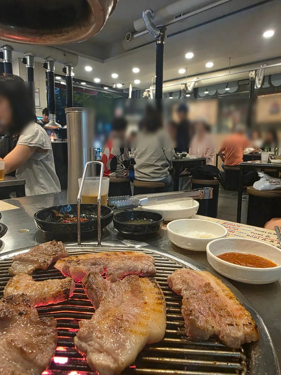 Table after three people ate 8 servings of meat