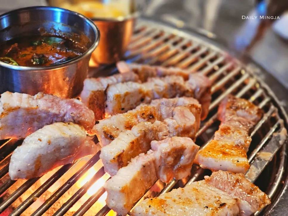 Close-up of golden-grilled pork