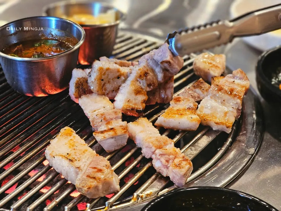 Cross-section of aged pork belly, crispy outside and moist inside