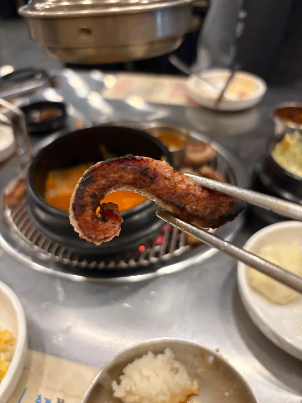 A perfectly grilled piece of meat ready to eat