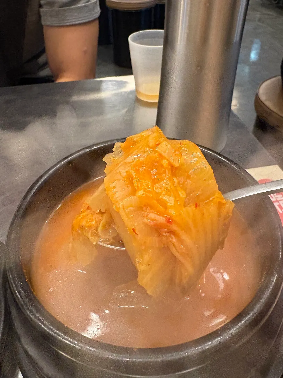 Kimchi stew and steamed egg set on the table