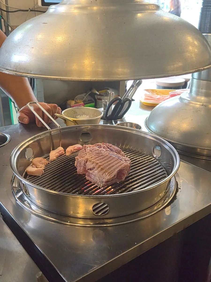 Selected white pork just after pre-grilling