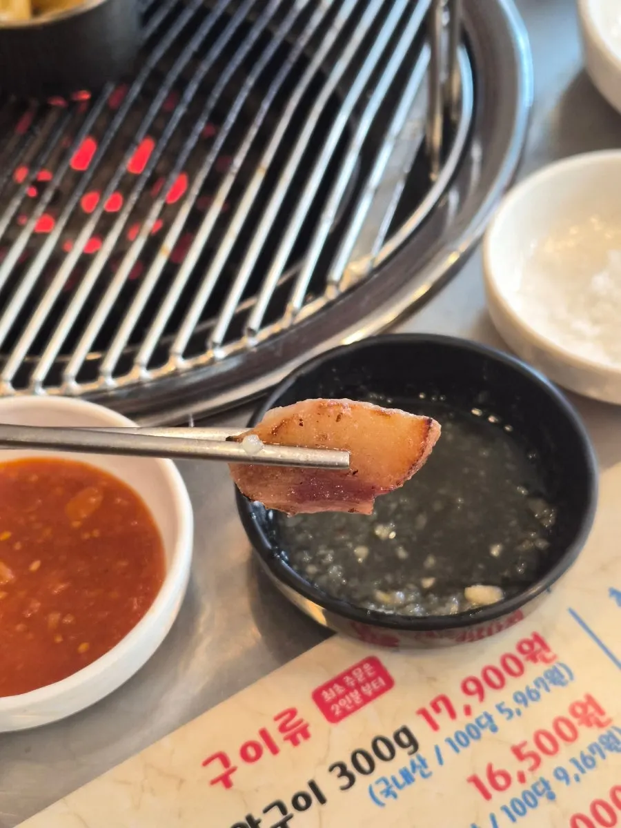 Meat sizzling with fat on the grill