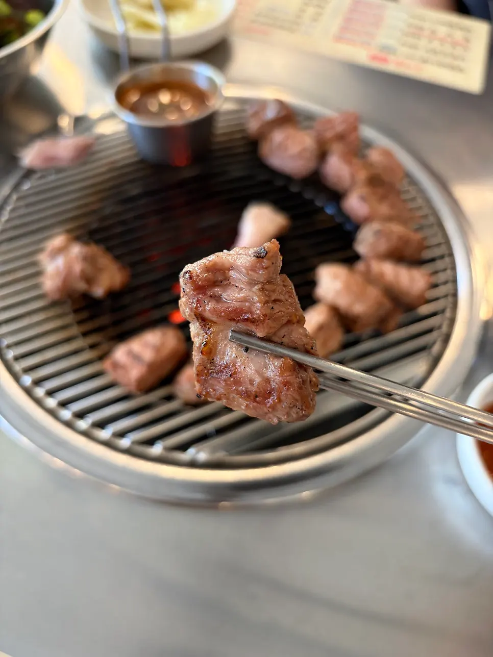 A piece of grilled selected pork neck