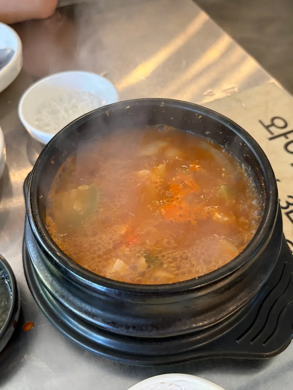 Free crab doenjang stew served with meat order