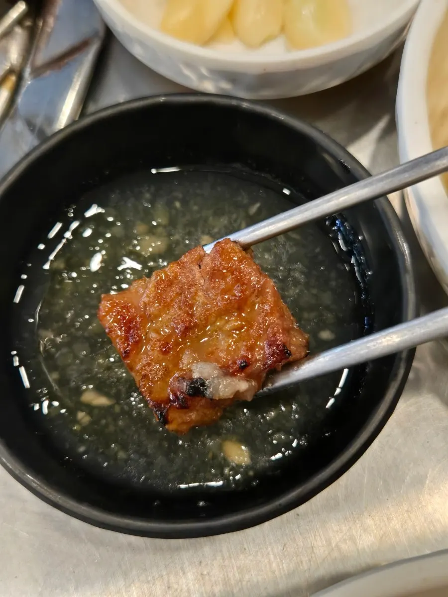 Finishing off the meal with steamed egg alongside the meat