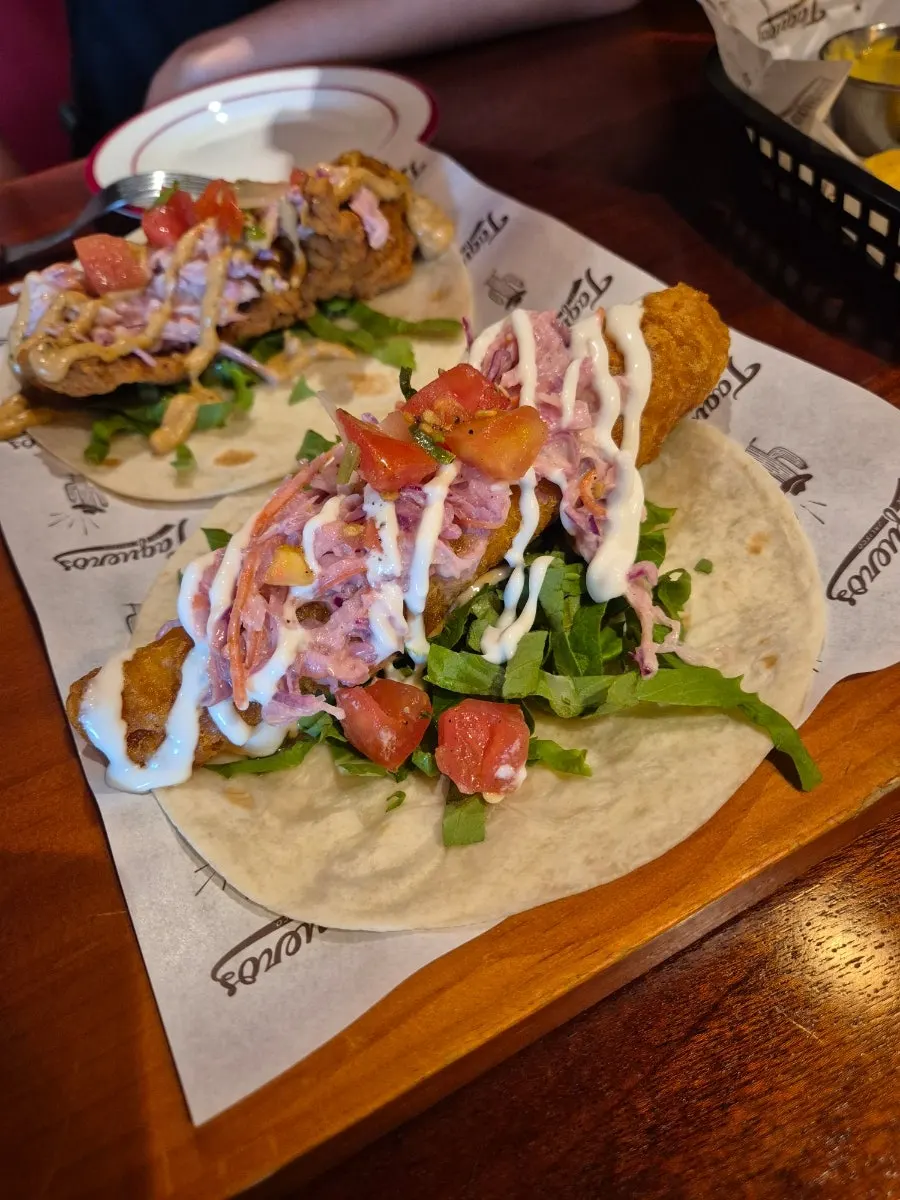 Close-up of the fish taco