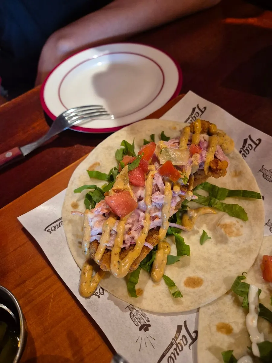 Close-up of the chicken taco
