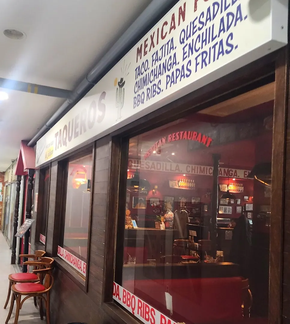 Menu board set up outside the entrance