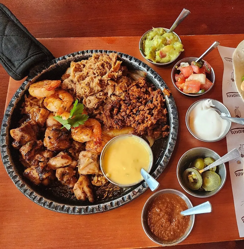 Nacho chips and cheese sauce