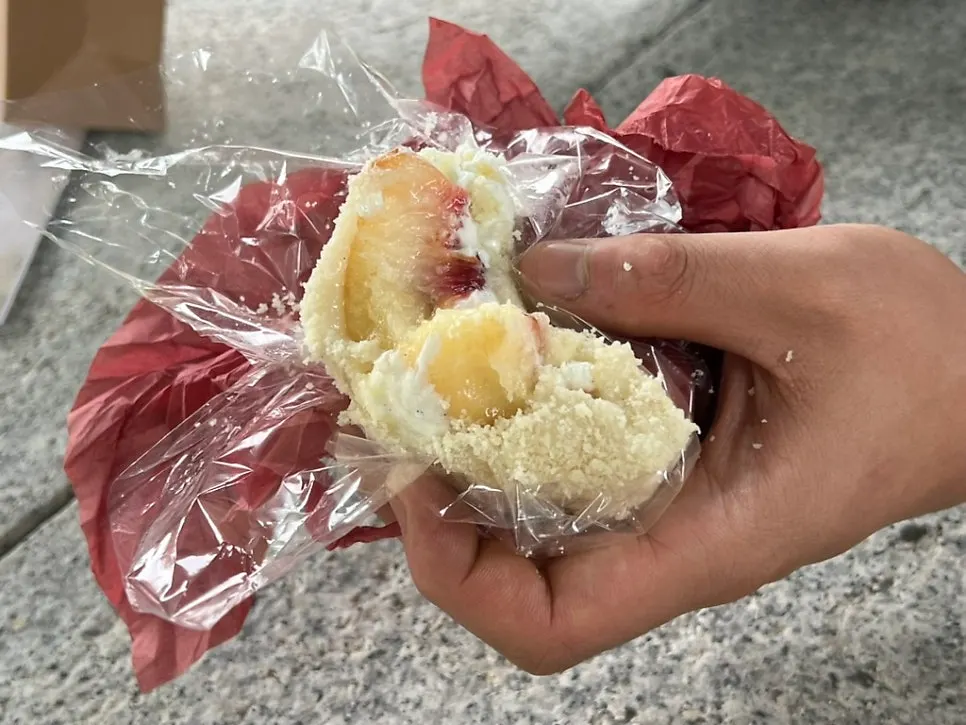 경주 풍경과 함께 놓인 과일산도