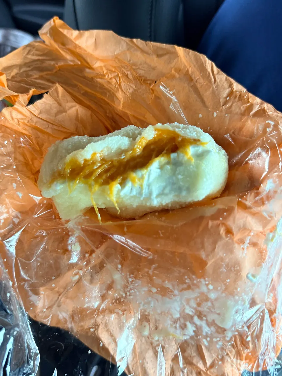 Cross-section of the mango yogurt mochi