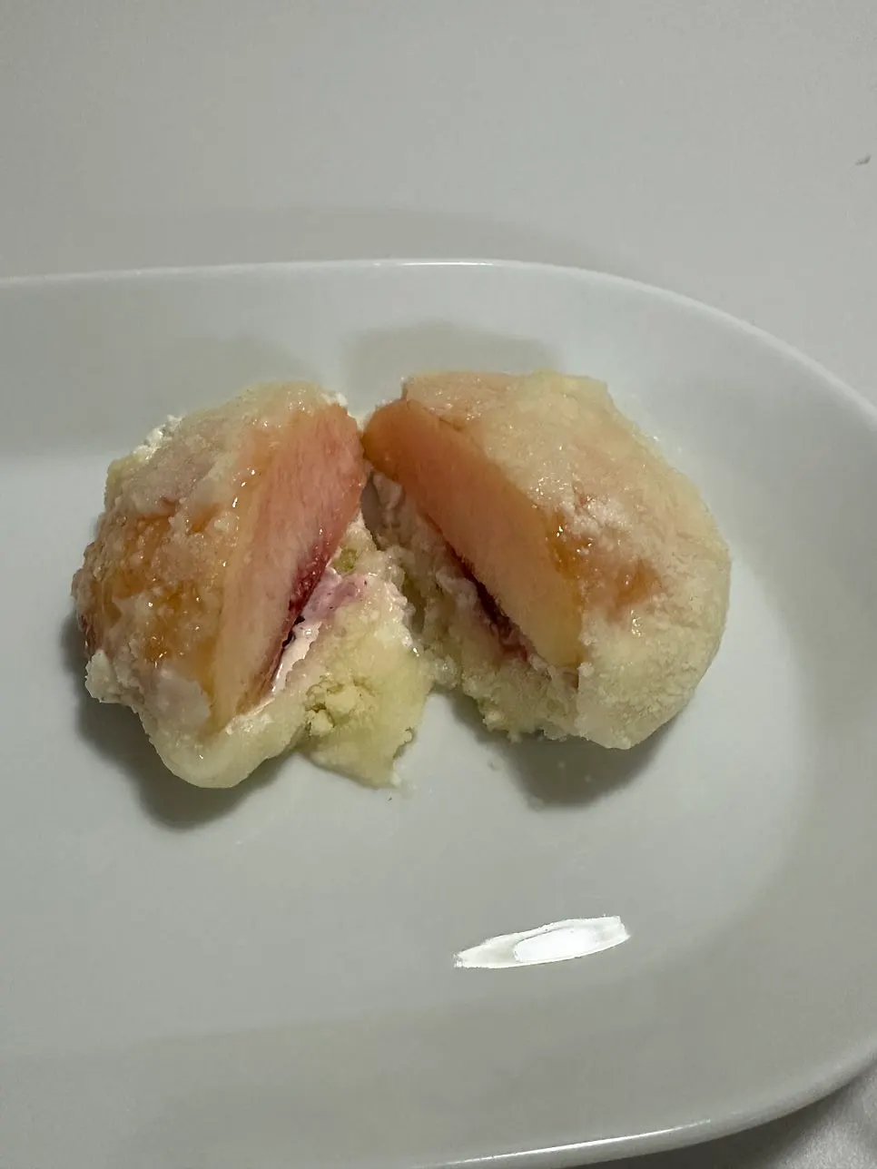 Cross-section of the peach mochi