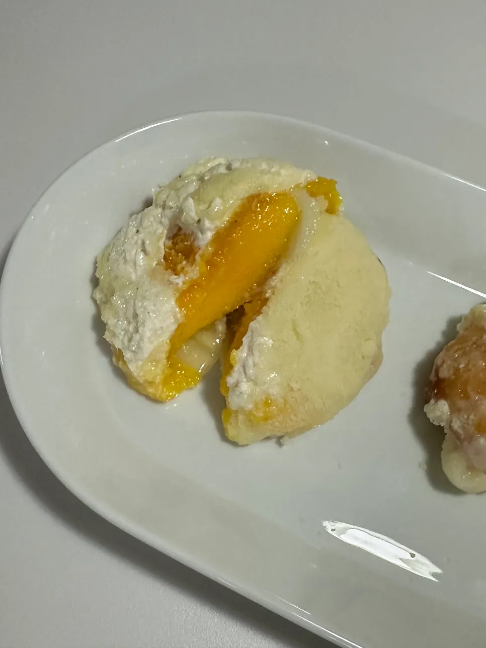 Cross-section of the mango yogurt mochi