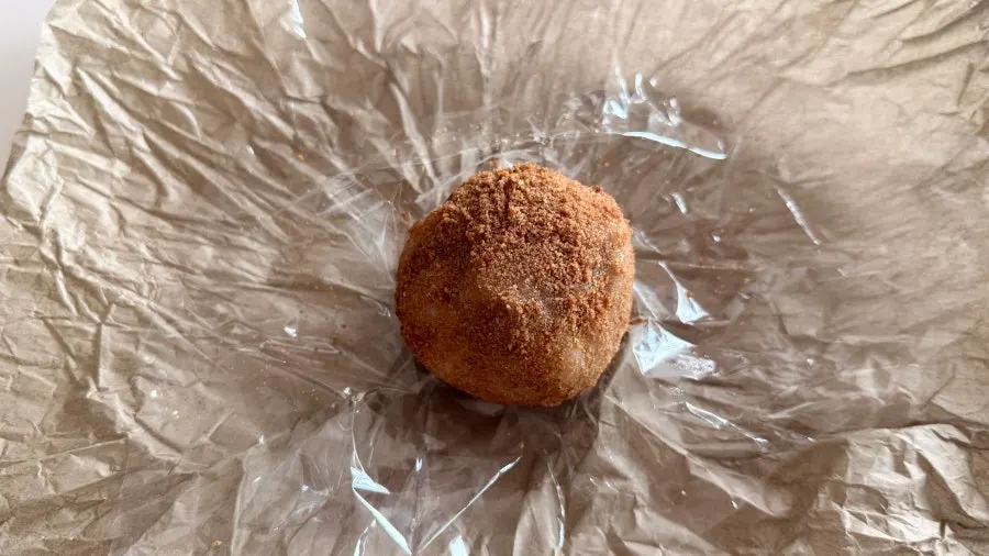 Raw chocolate rice cake with wrapping removed