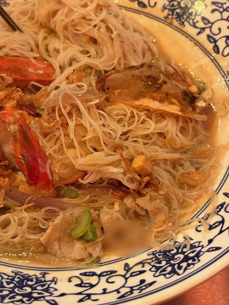 Shrimp broth fried noodles with large shrimp at Ttasijia Yeonnam