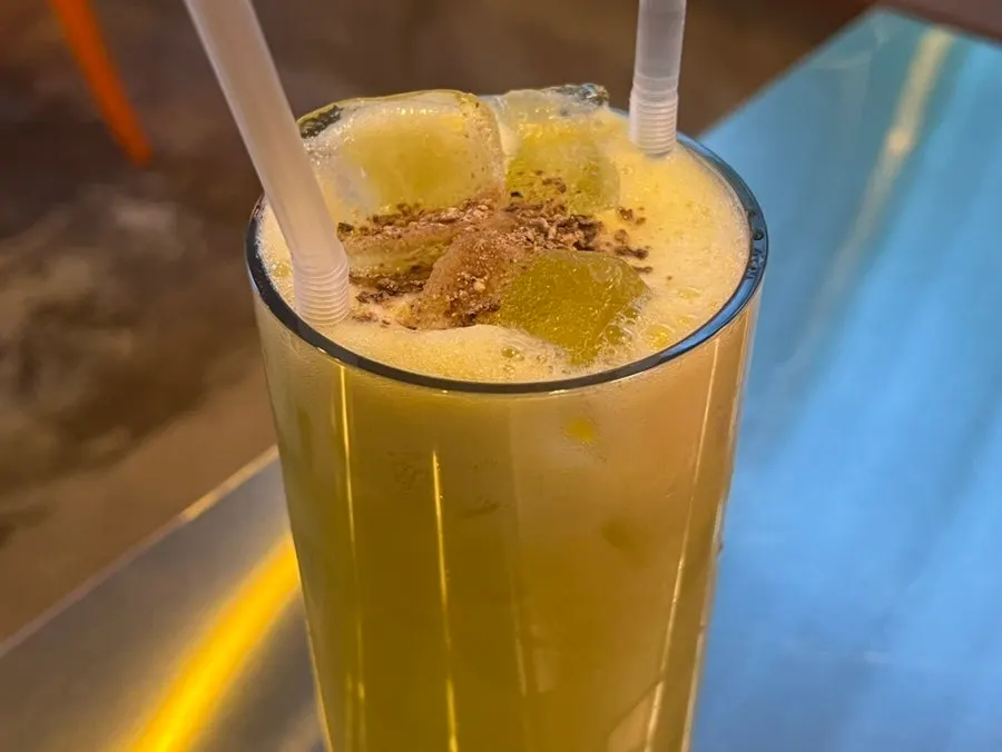 Fresh apple juice served with the meal