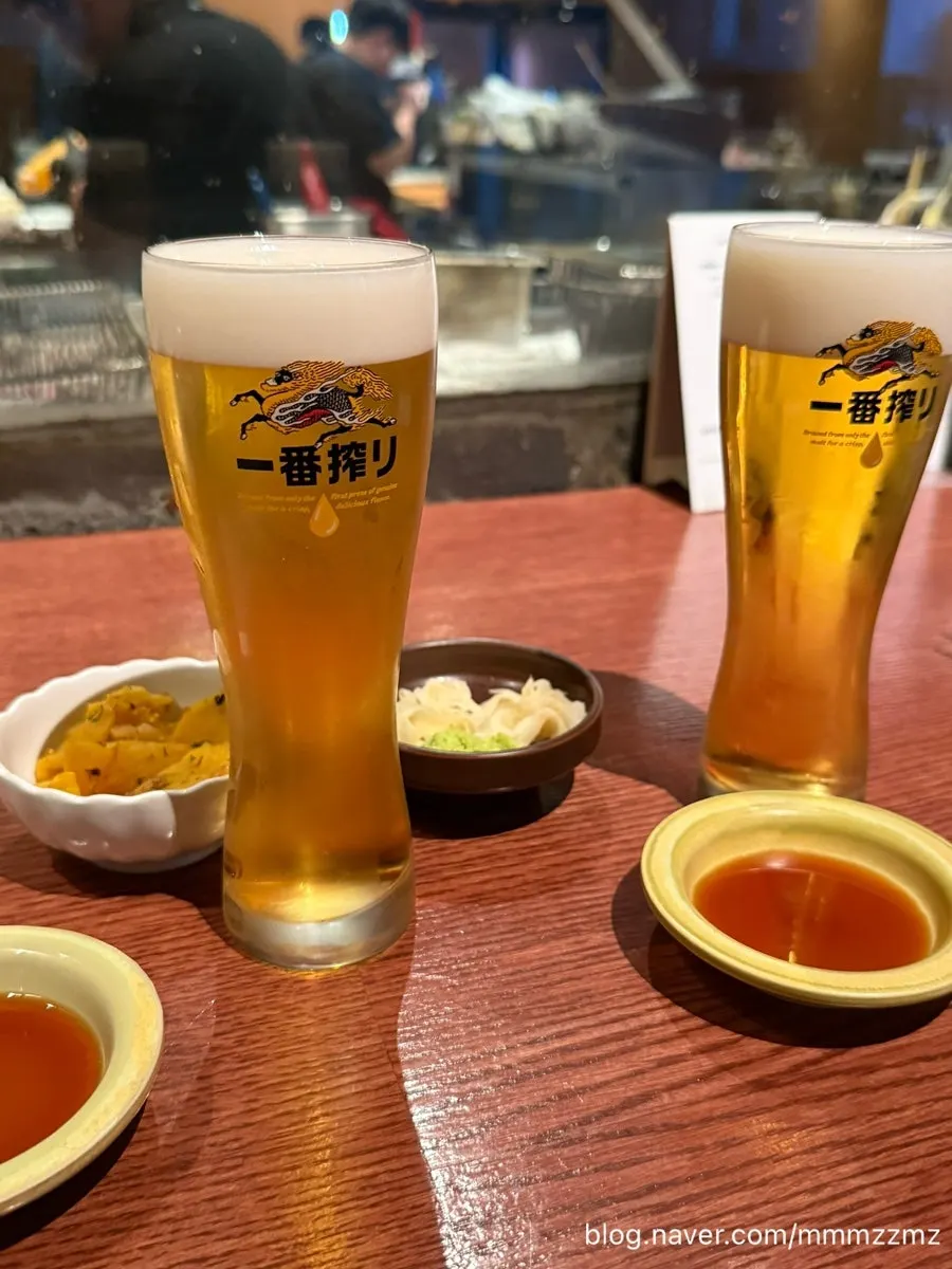 Kirin draft beer on the bar table