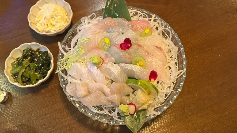 Seaweed salad and potato salad, the basic banchan at TATSU SUSAN