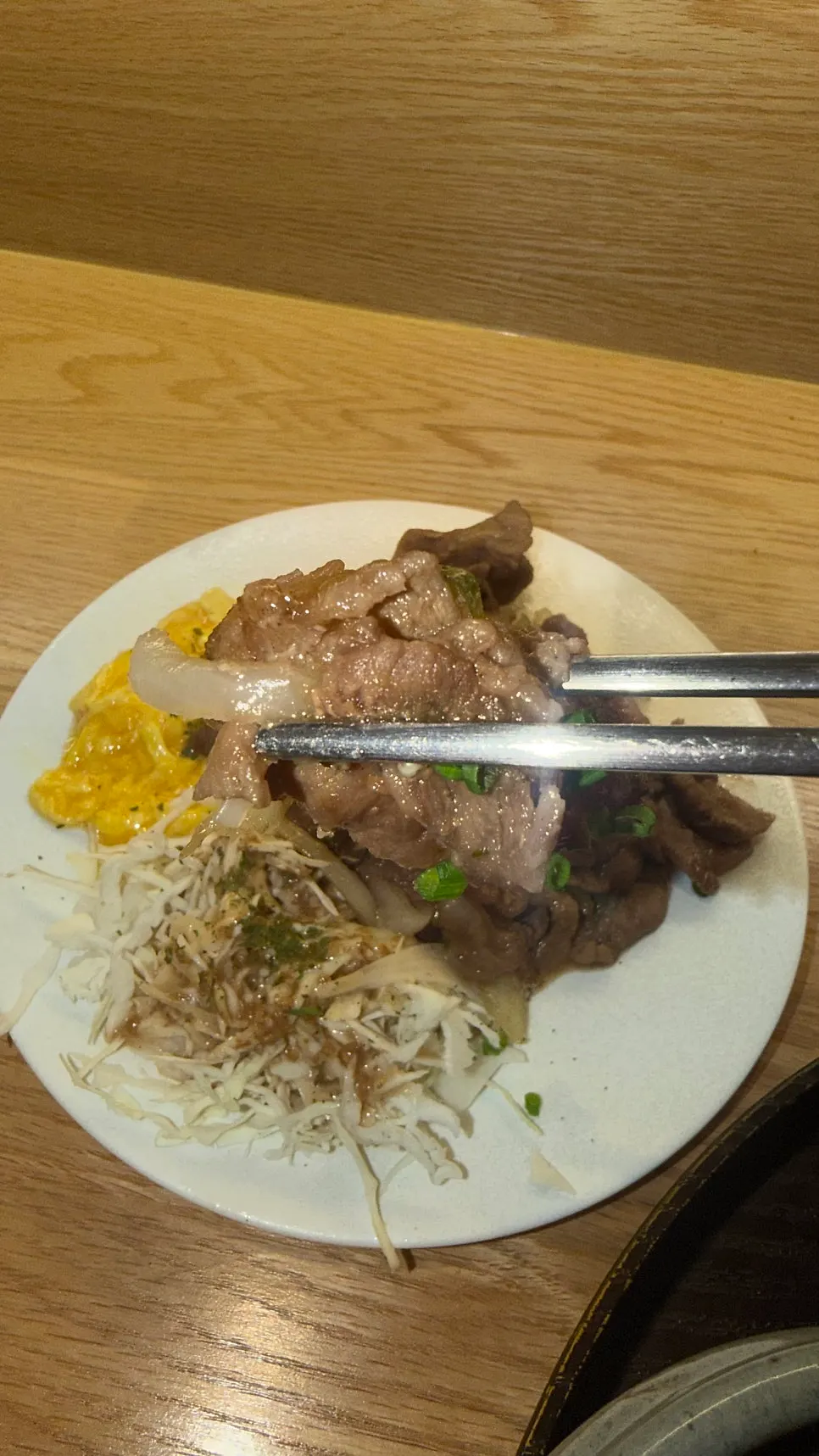 Close-up of Tawa's mini shogayaki