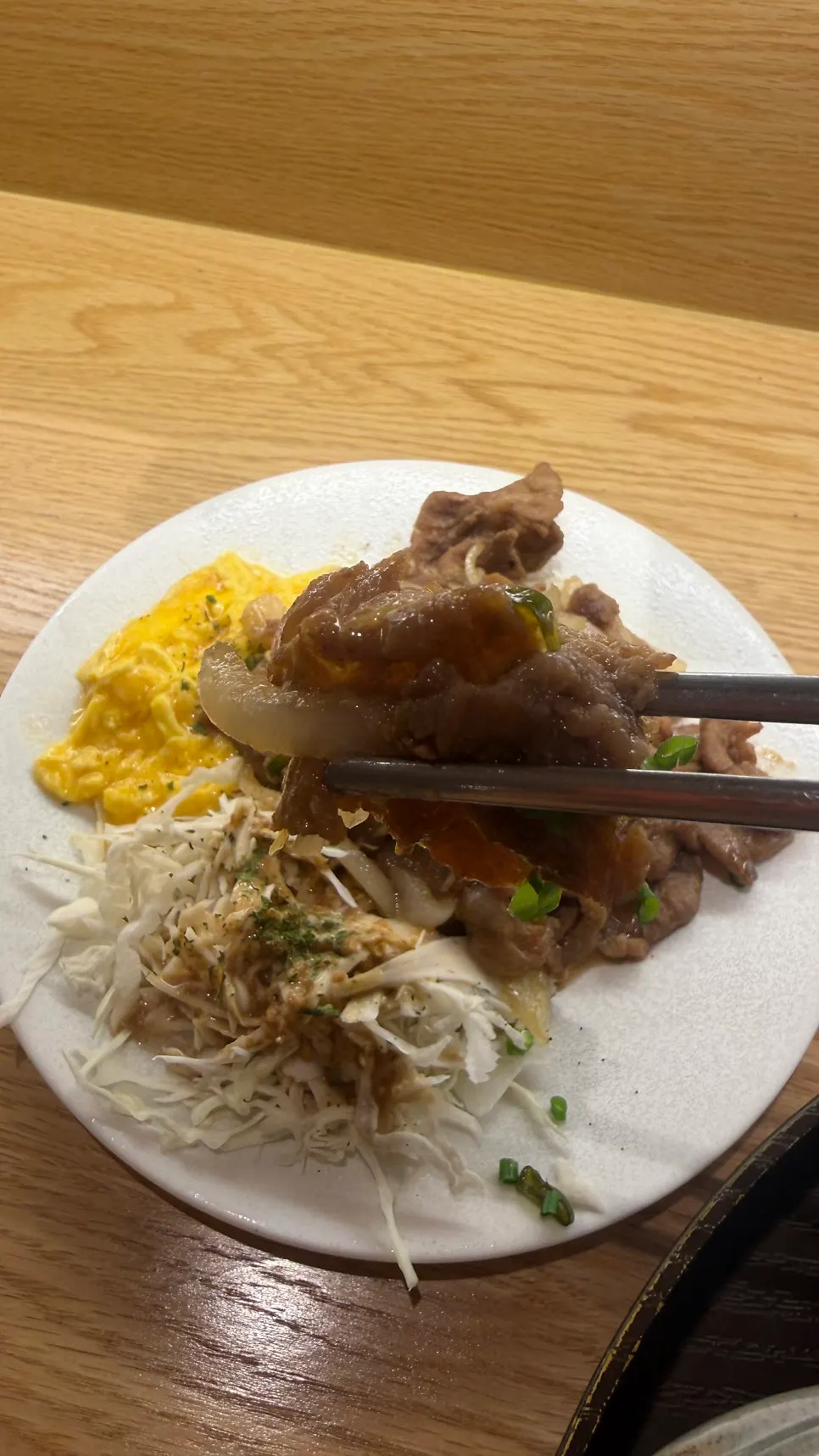 A plate of Tawa's mini shogayaki