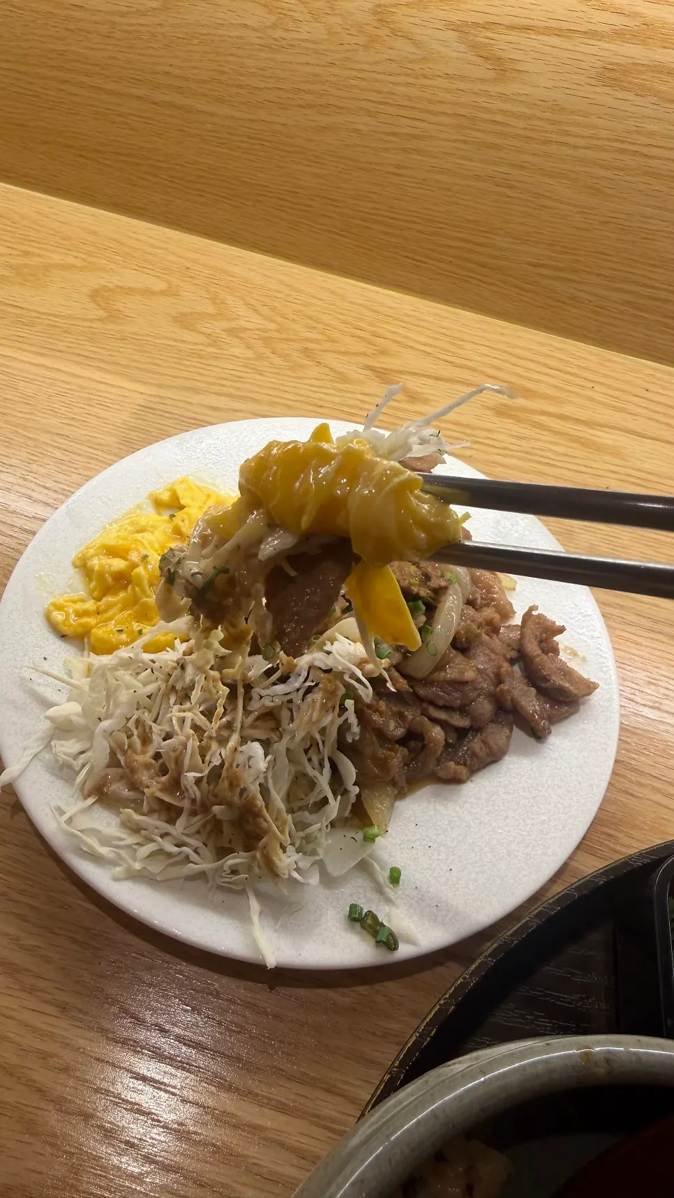 Mini shogayaki served alongside hitsumabushi