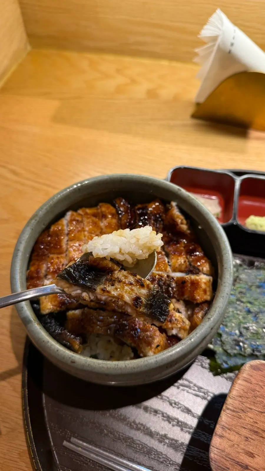 Rice bowl topped with glossy grilled eel