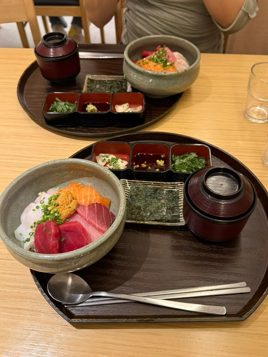 Kaisendon table setting with special soy sauce