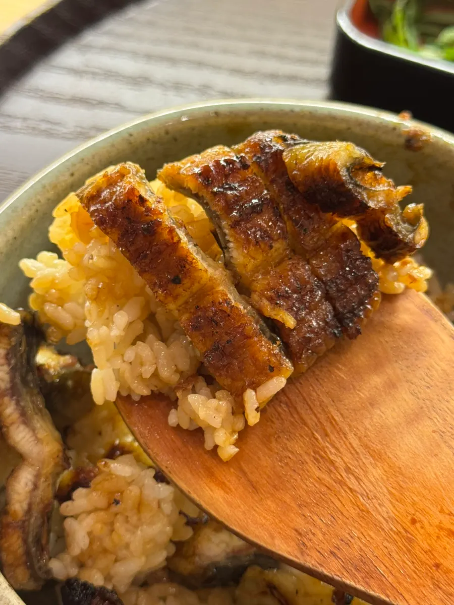 Eel rice bowl turned into ochazuke with poured green tea