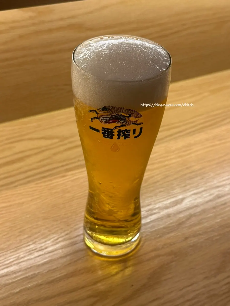 A glass of Kirin draft beer at Tawa