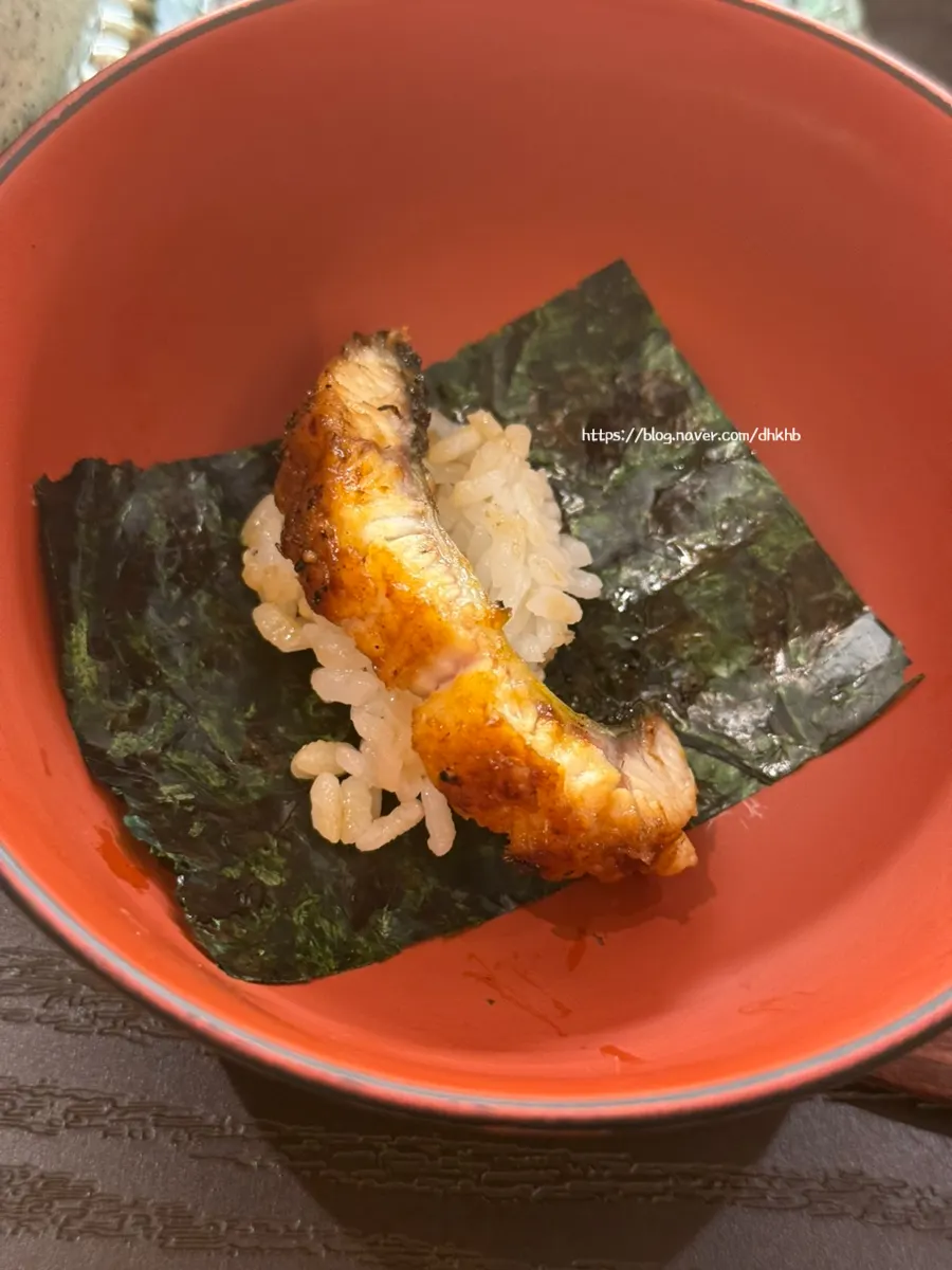Eel and rice with wasabi on top