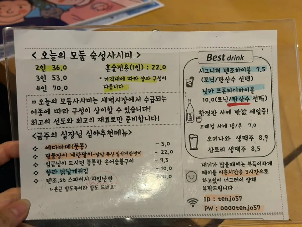 Description of today's assorted sashimi