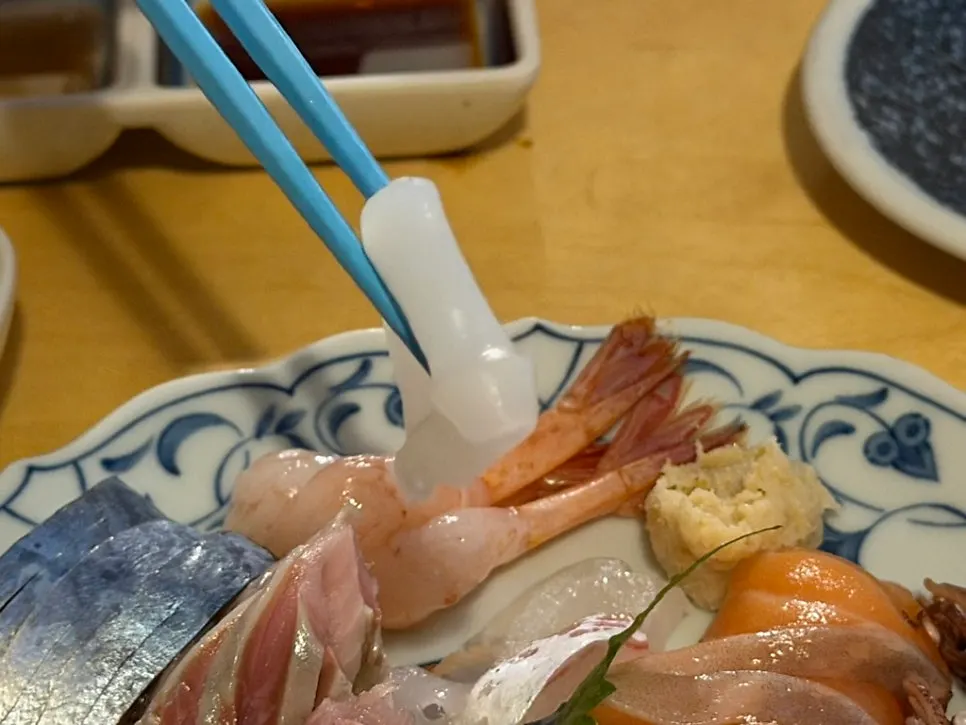 Close-up of the aged sashimi plate