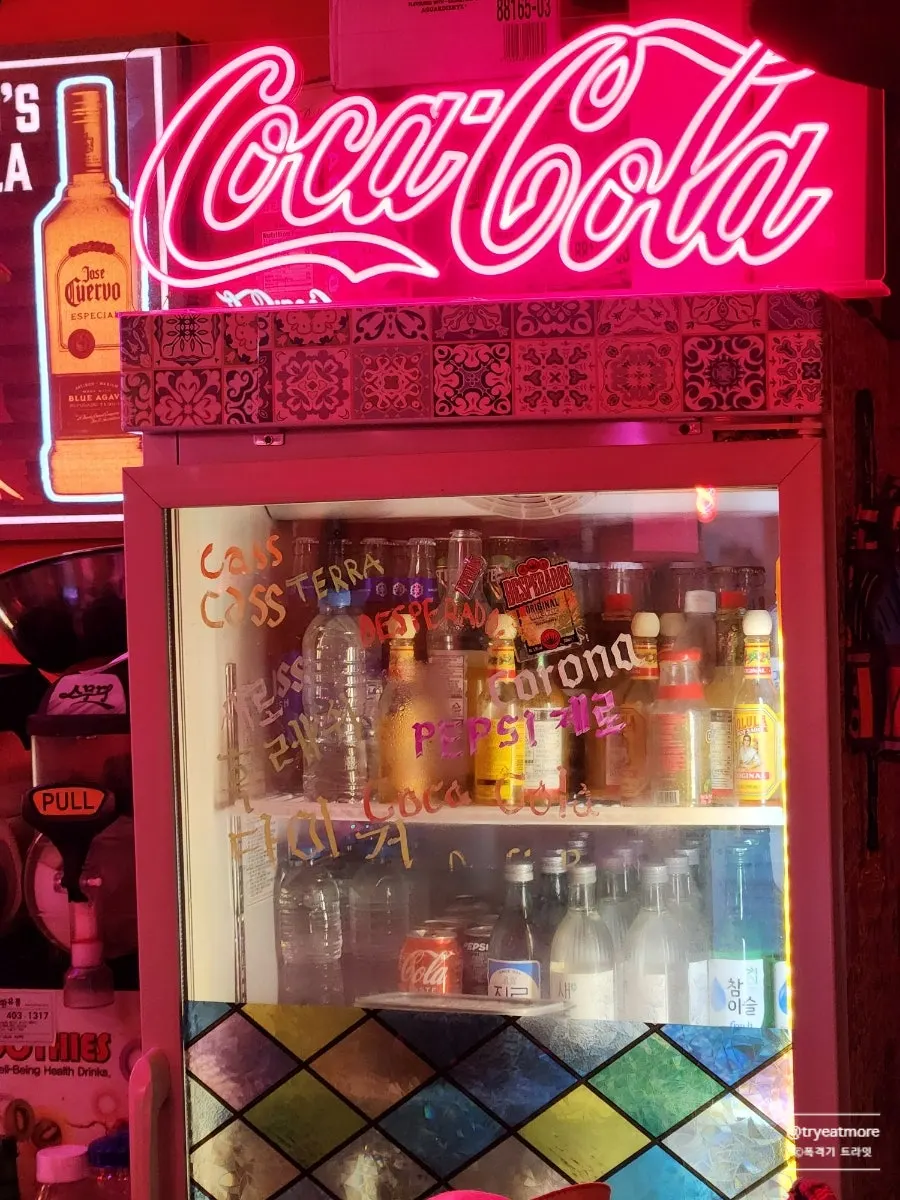 A wide lineup of soju and beer