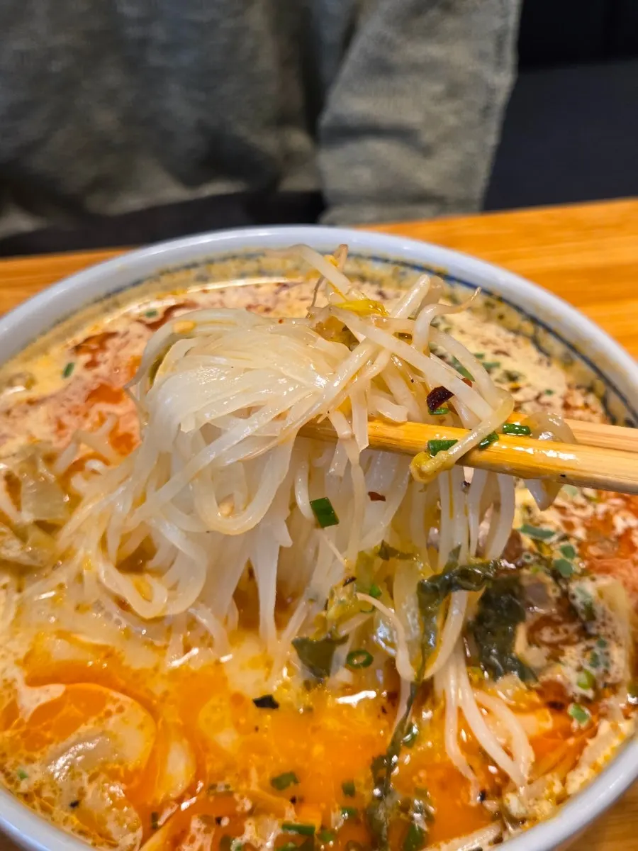 커리쌀국수 고기와 재료 클로즈업