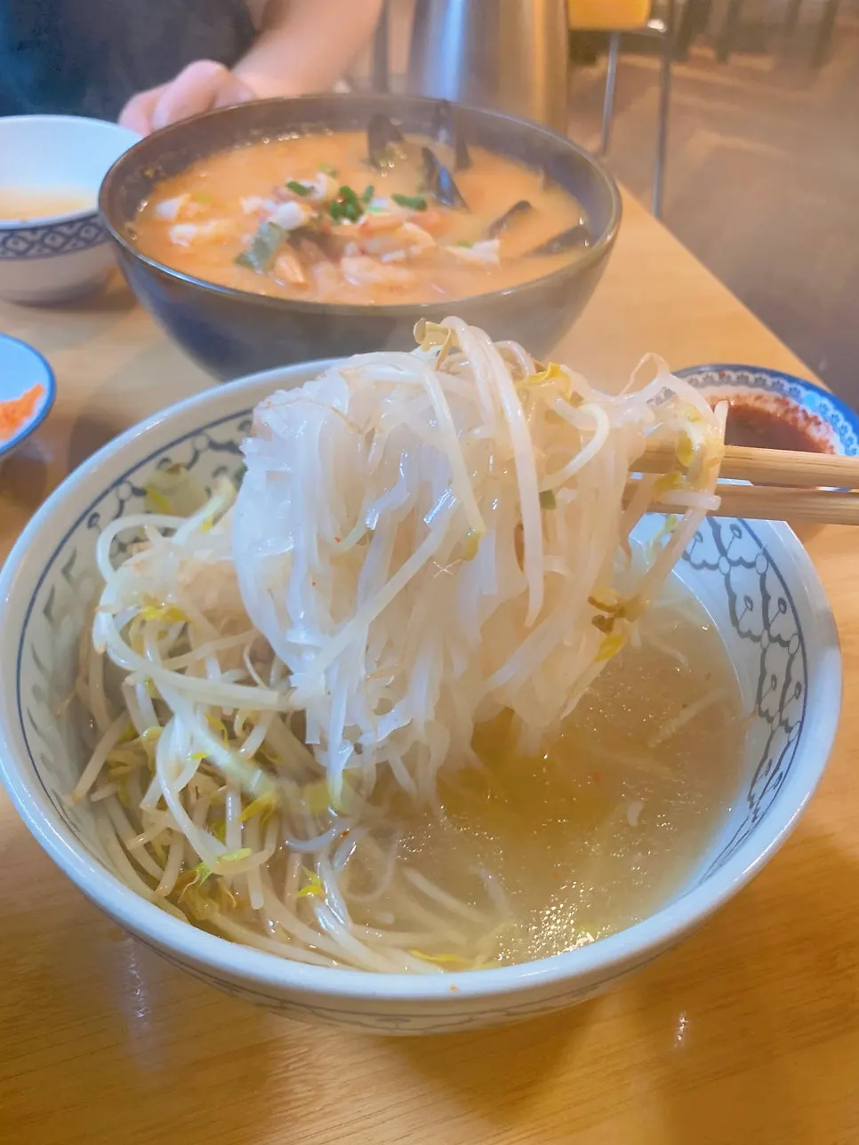 Noodles and beef in the beef pho