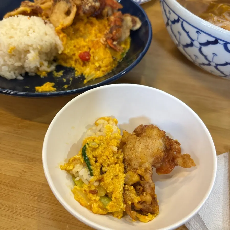 커리 소스에 비벼 먹는 밥