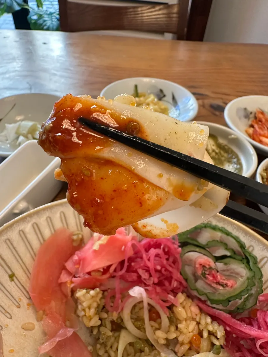 A small dish of rich chojang sauce