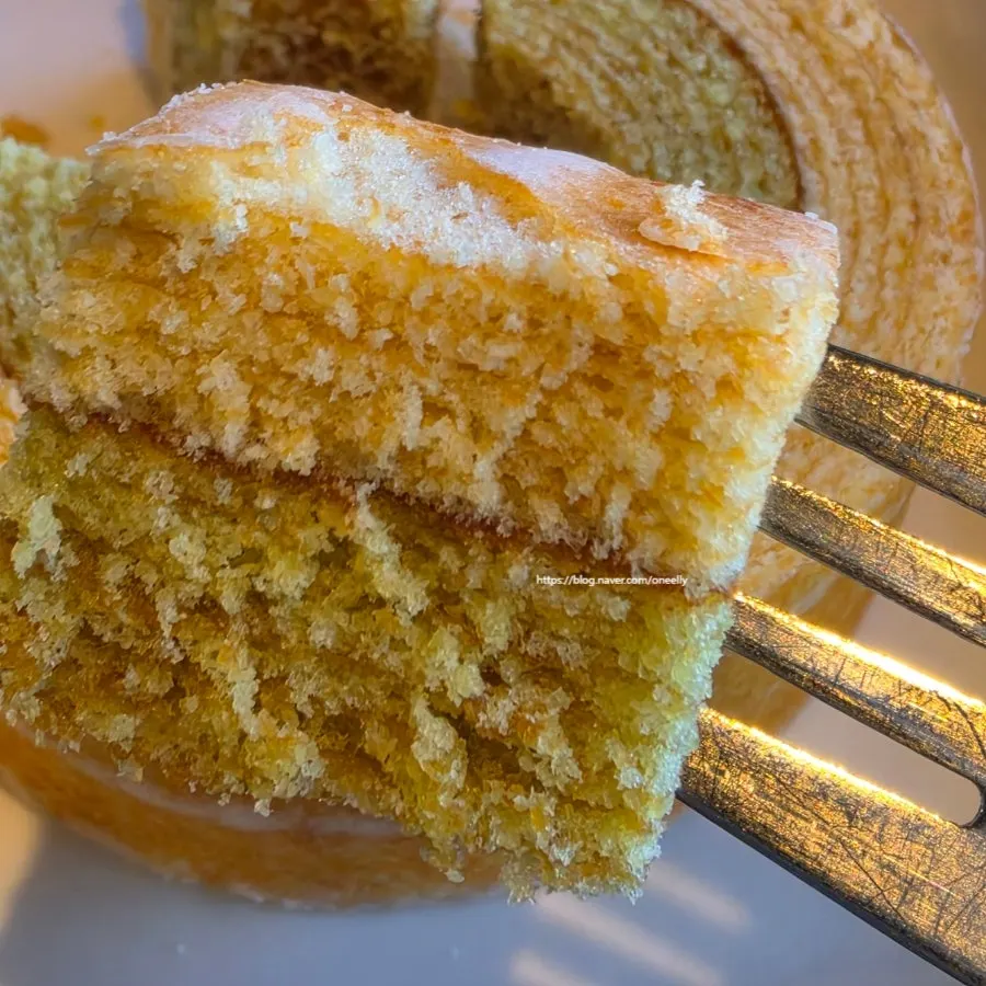 Cross-section of sliced baumkuchen