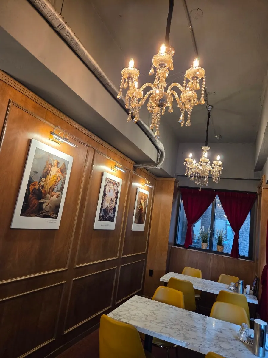 Interior of The European Gwanggyo with a huge chandelier