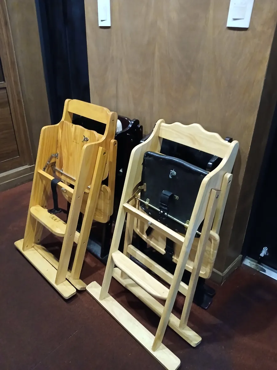 Baby chairs set up in the restaurant