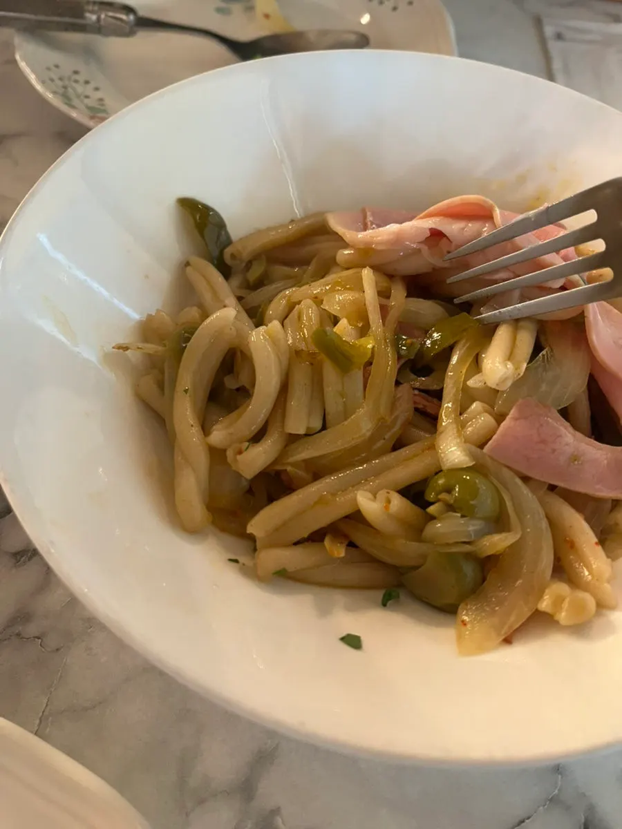 Sausage oil casarecce fresh pasta