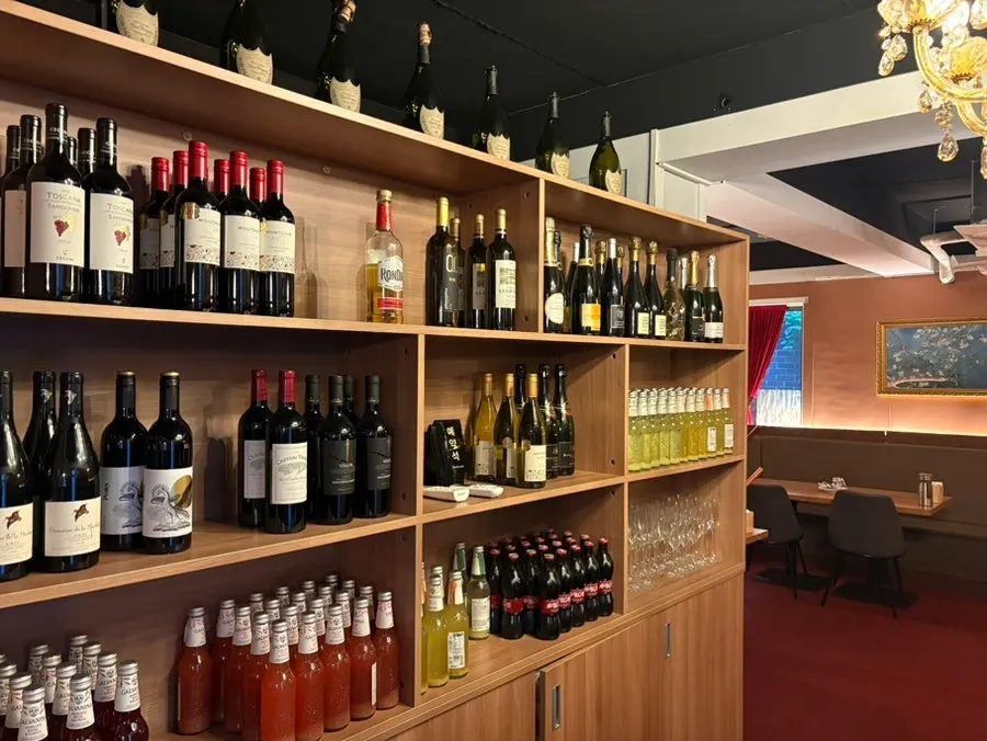 Wine collection lining a full wall