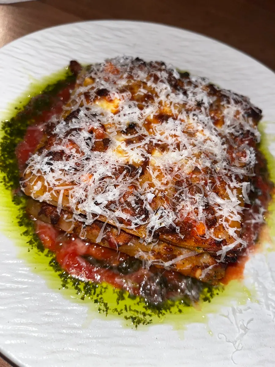 A plate of Bolognese lasagna