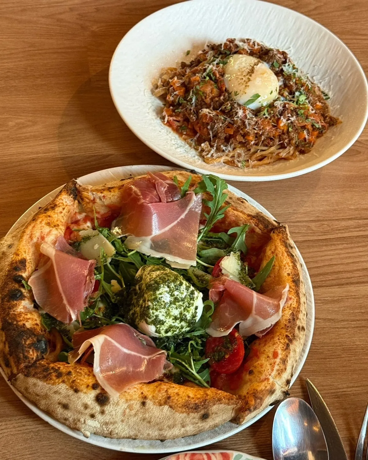 Signature rucola hamon burrata wood-fired pizza