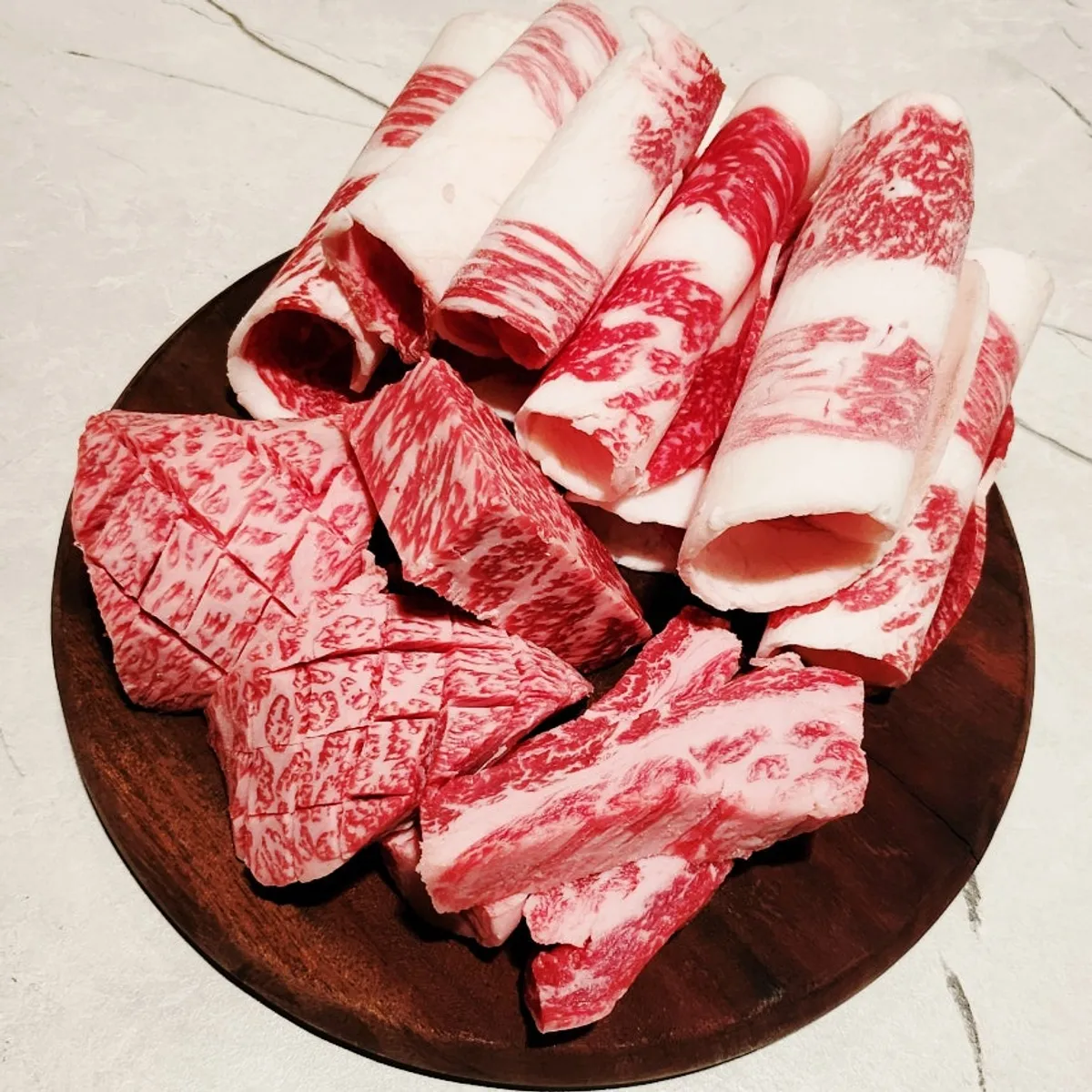 1++ Korean beef, MB grade 9, combo with tight marbling