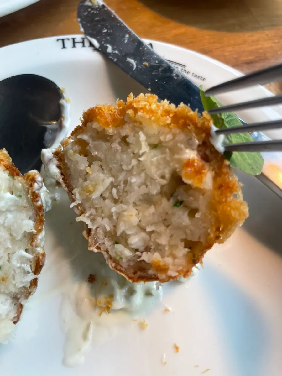 Close-up of the lobster croquette
